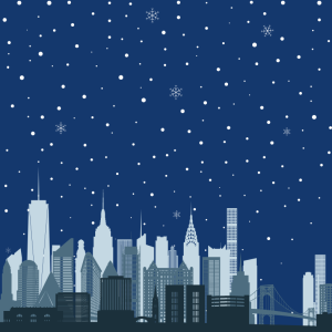 NY City skyline with snow
