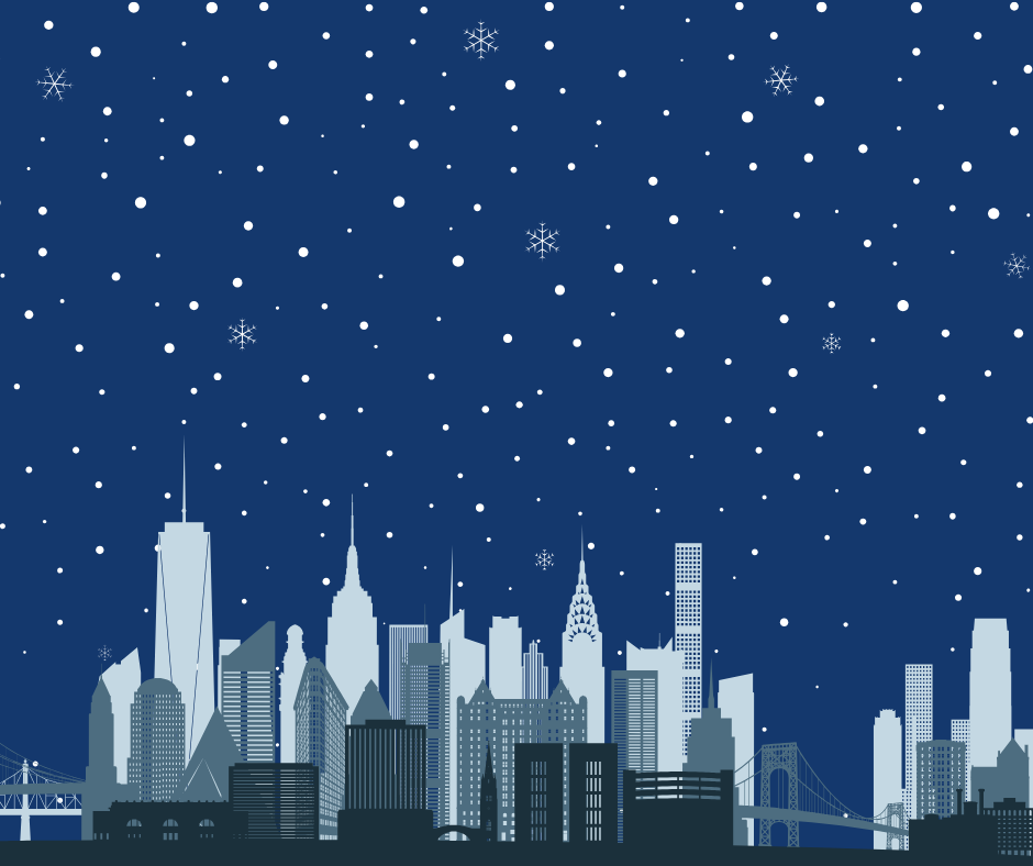 NY City skyline with snow